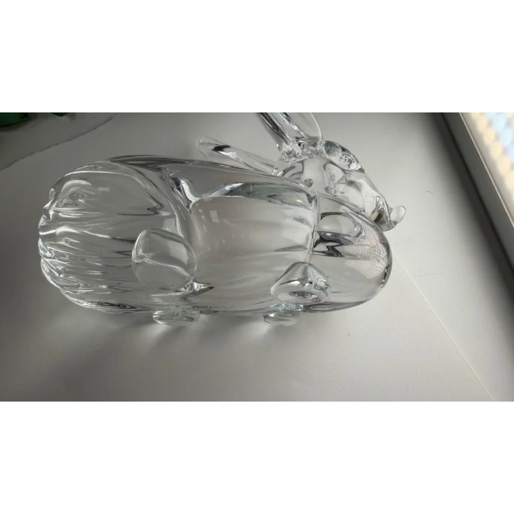 VTg Glass Crystal? Rabbit Bunny Figure Handmade Clear Glass Sitting Heavy Easter
